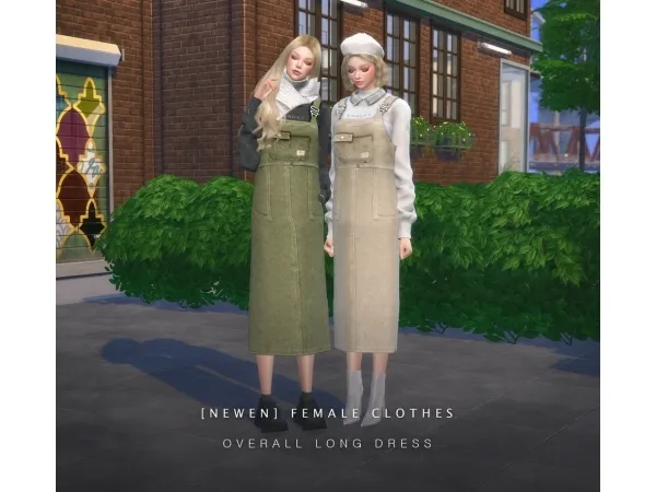 Alpha [Newen] Sims4 Overall Long Dress - The Sims 4 Custom Content