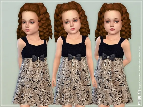 Maxis Match Black Gold Toddler Dress - The Sims 4 Custom Content