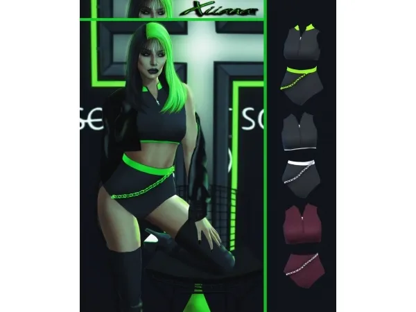 Alpha Xiiana Neon outfit by simsfinds - The Sims 4 Custom Content