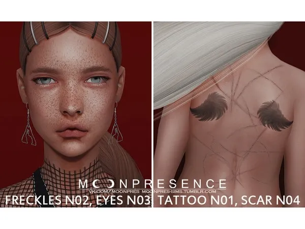 Mix Freckles N02 Eyes N03 Tattoo N01 Scar N04 - The Sims 4 Custom Content