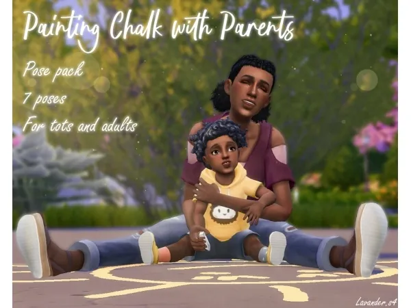 Alpha Painting Chalk with Parents Giveaway Posepack - The Sims 4 Custom Content