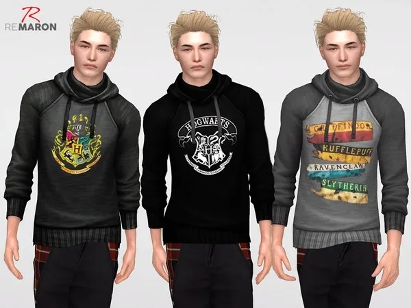 Maxis Match Harry Potter's Hoodie for men Discover University Needed - The Sims 4 Custom Content