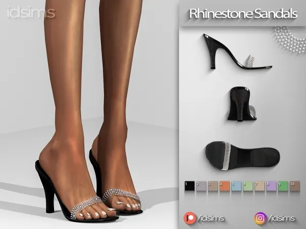 Alpha Rhinestone Sandals by polygoncouture - The Sims 4 Custom Content