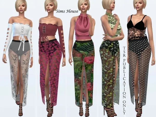 Maxis Match Long sheer front skirt - The Sims 4 Custom Content
