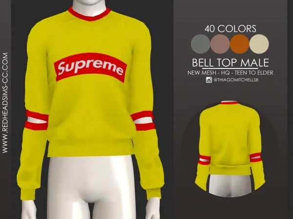 Alpha BELL TOP MALE by redheadsims - The Sims 4 Custom Content