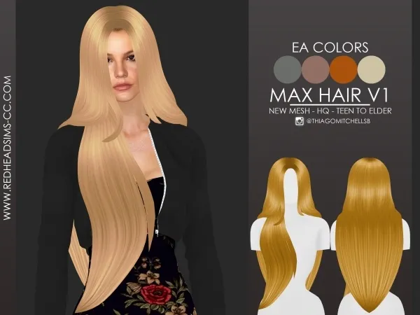 Maxis Match MAX HAIR V1 by redheadsims - The Sims 4 Custom Content