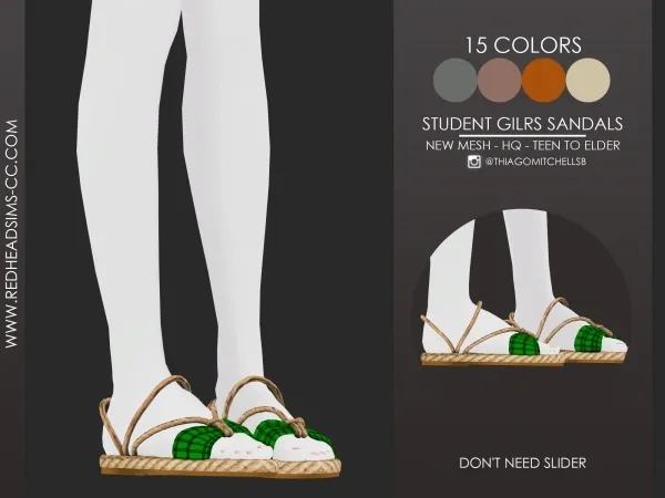Alpha STUDENT GIRLS SANDALS - The Sims 4 Custom Content