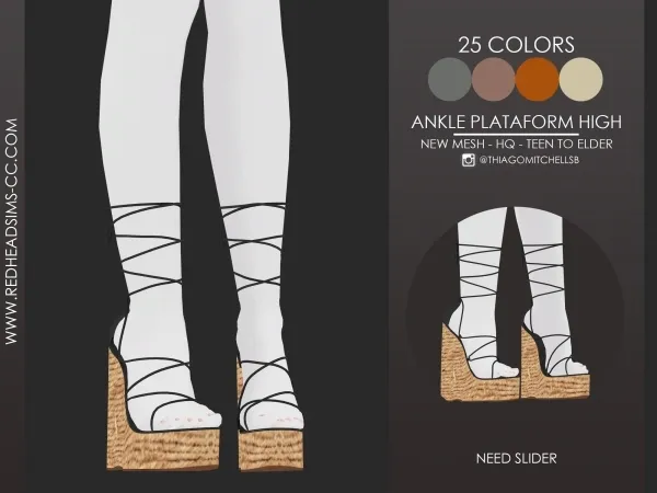 Alpha ANKLE PLATFORM HIGH by redheadsims - The Sims 4 Custom Content