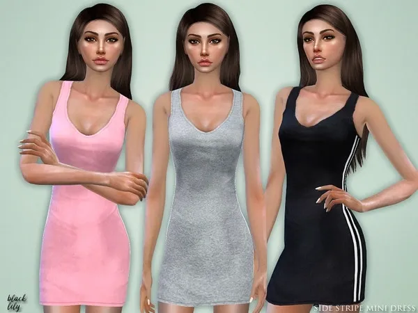 Maxis Match Side Stripe Mini Dress - The Sims 4 Custom Content