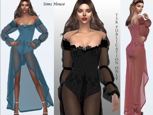 Maxis Match Dress long transparent sleeve flashlight - The Sims 4 Custom Content