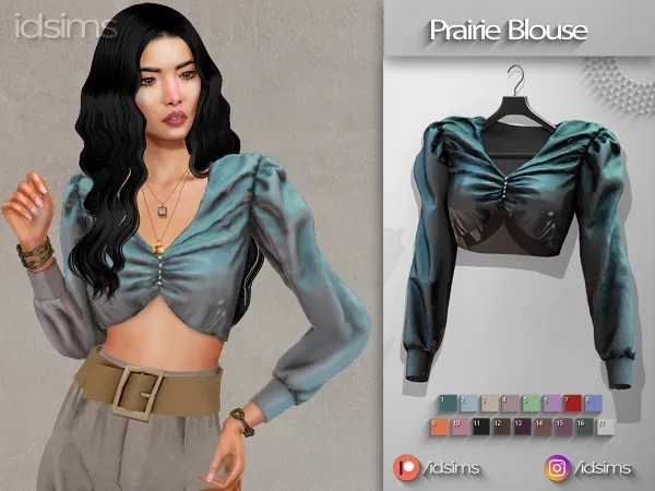 Alpha Prairie Blouse by polygoncouture - The Sims 4 Custom Content