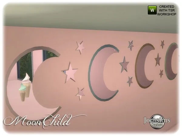 Moonchild kids bedroom moon wall mirror - The Sims 4 Custom Content