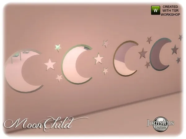 Moonchild kids bedroom moon wall mirror lower - The Sims 4 Custom Content