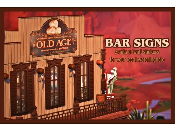 Alpha Bar Sign Wall Stickers - The Sims 4 Custom Content