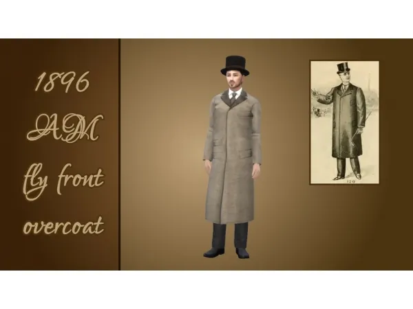 Alpha 1896 mens and youths fly front overcoat - The Sims 4 Custom Content