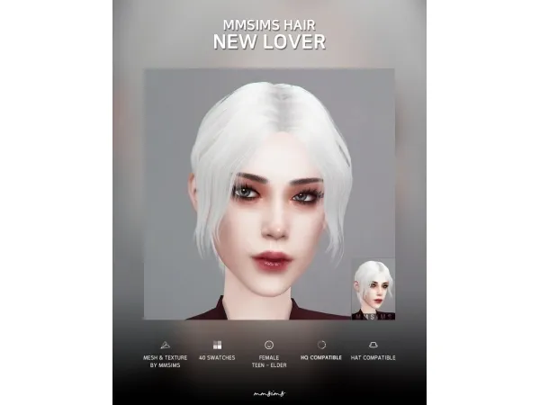 Alpha MMSIMS Hair New Lover - The Sims 4 Custom Content