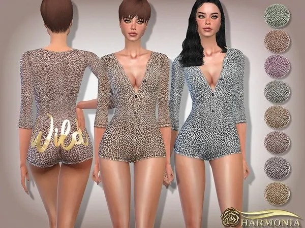 Maxis Match Leopard Print PJ Romper by thesimsresource - The Sims 4 Custom Content