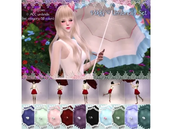 Alpha Vikki Umbrella Set - The Sims 4 Custom Content