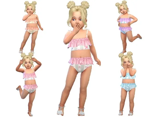 Alpha Toddler frill summer outfit (Island living) - The Sims 4 Custom Content