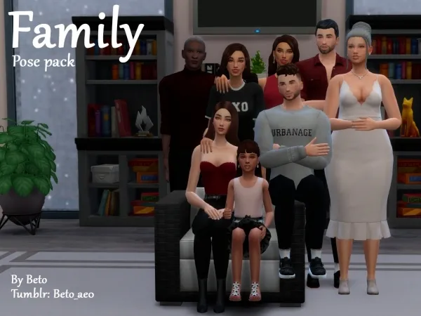 Alpha Family pose pack - The Sims 4 Custom Content