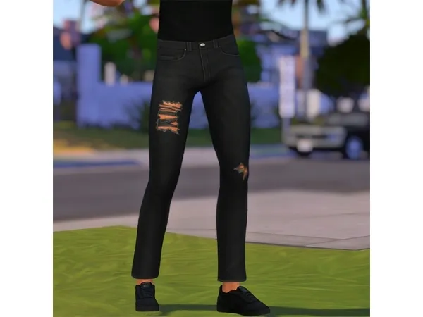 Maxis Match Discover University Unstriped Jeans Ripped Version - The Sims 4 Custom Content