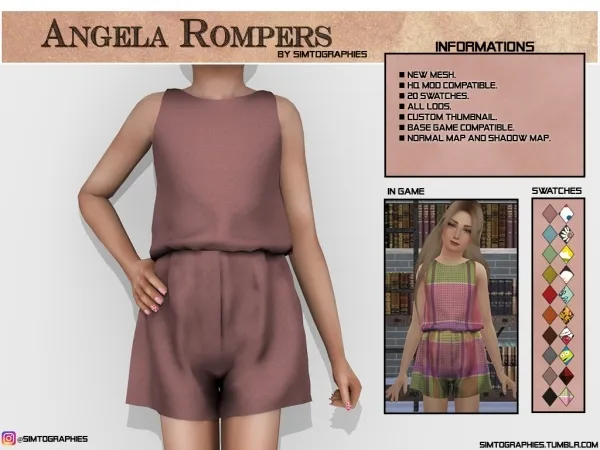 Alpha Angela Rompers - The Sims 4 Custom Content