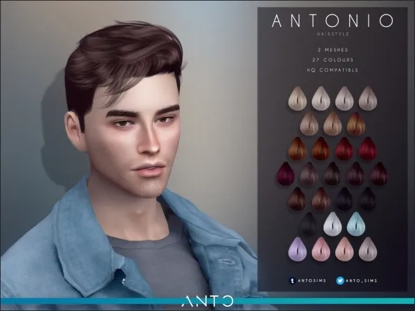 Alpha Antonio Hairstyle by anto - The Sims 4 Custom Content