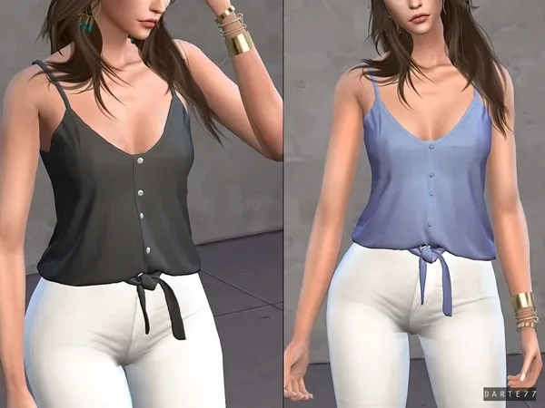 Alpha Tie Front Tank Top by thesimsresource - The Sims 4 Custom Content