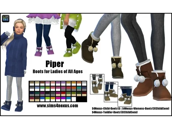 Alpha Piper Boots for Ladies of All Ages - The Sims 4 Custom Content