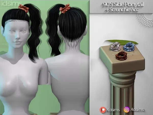 Alpha 90's Side Ponytail Hair - The Sims 4 Custom Content