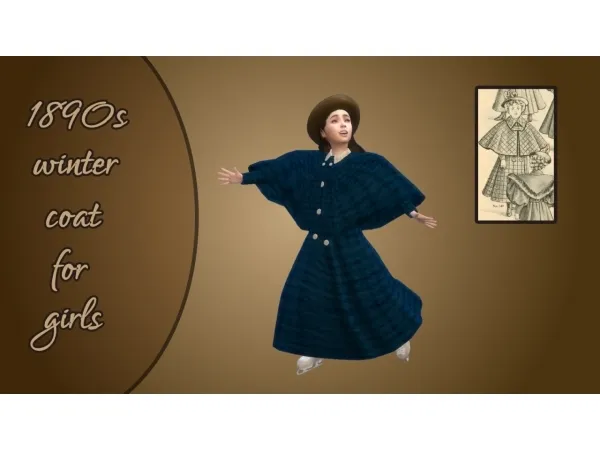 Alpha 1890s coat with military cape for girls by vintagesimstress - The Sims 4 Custom Content