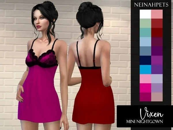 Alpha Vixen Mini Nightgown - The Sims 4 Custom Content