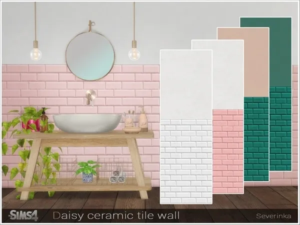 Maxis Match Daisy ceramic tile wall - The Sims 4 Custom Content