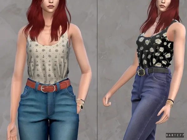 Alpha Tucked in Tank Top - The Sims 4 Custom Content