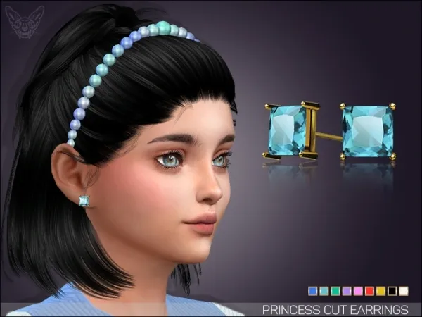 Alpha PRINCESS CUT CRYSTAL EARRINGS FOR KIDS - The Sims 4 Custom Content