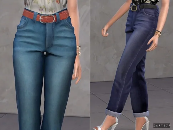 Alpha Belted Mom Jeans by thesimsresource - The Sims 4 Custom Content