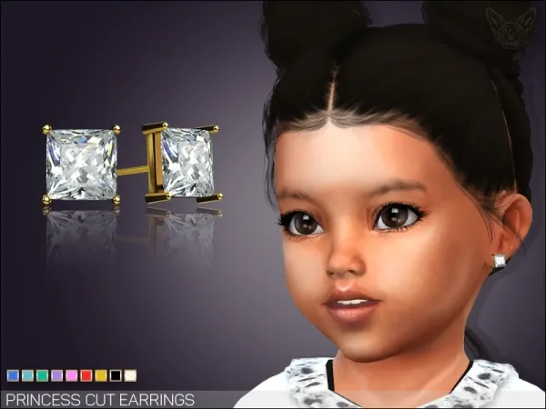 Alpha PRINCESS CUT CRYSTAL EARRINGS FOR TODDLERS - The Sims 4 Custom Content