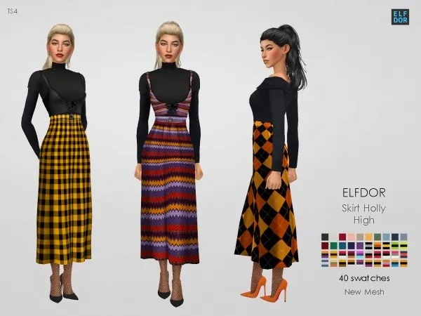 Mix Holly Skirt High by elfdor - The Sims 4 Custom Content