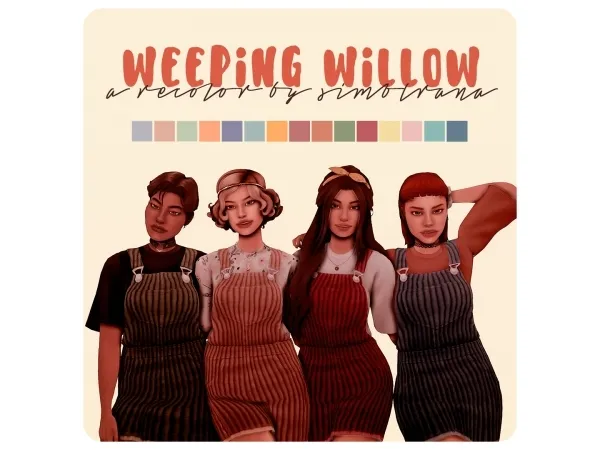 Maxis Match weeping willow overall recolor - The Sims 4 Custom Content