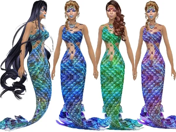 Blue scale mermaid tail (Island living) - The Sims 4 Custom Content
