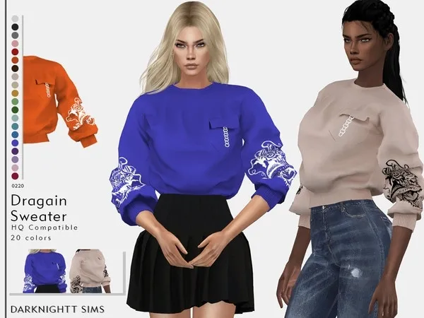 Alpha Dragain Sweater by thesimsresource - The Sims 4 Custom Content