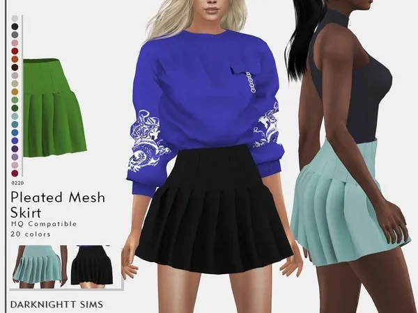 Mix Pleated Mesh Skirt - The Sims 4 Custom Content