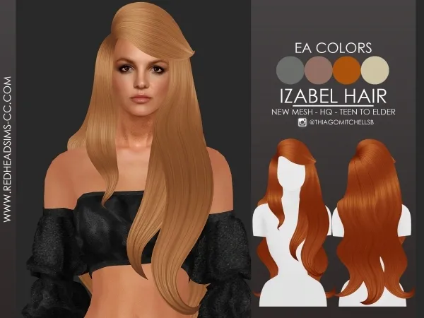 Maxis Match IZABEL HAIR by redheadsims - The Sims 4 Custom Content