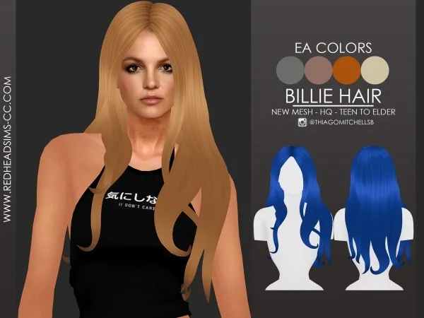 Maxis Match BILLIE HAIR by redheadsims - The Sims 4 Custom Content
