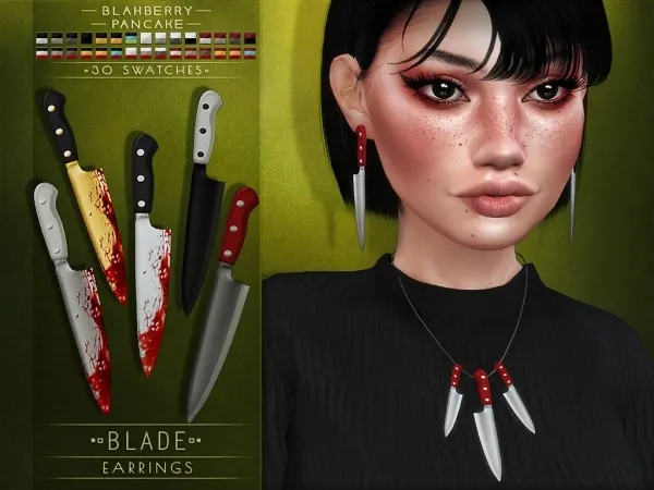 Maxis Match Blahberry Pancake Blade Earrings - The Sims 4 Custom Content