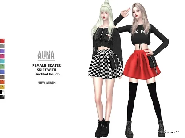 Maxis Match AUNA Mini Skirt with Pouch by thesimsresource - The Sims 4 Custom Content