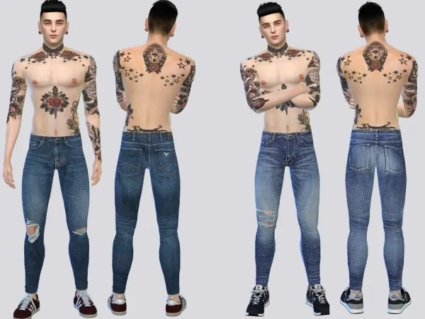 Alpha SLASHED Skinny Jeans 2 Designs by simsfinds - The Sims 4 Custom Content