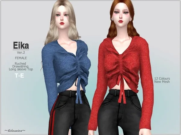 Alpha EIKA Ver2 Long sleeve Sweater by thesimsresource - The Sims 4 Custom Content