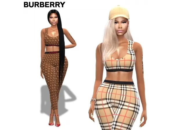 Alpha NICKI MINAJ BURBERRY Bra Leggings - The Sims 4 Custom Content