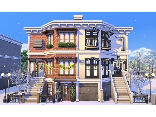 Alpha Newcrest Townhouses Two Holiday Edition - The Sims 4 Custom Content